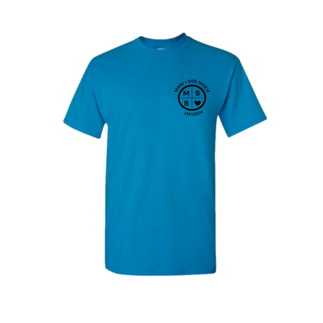 Circle Logo Tee – Sapphire – Mane + Side Huscle Podcast